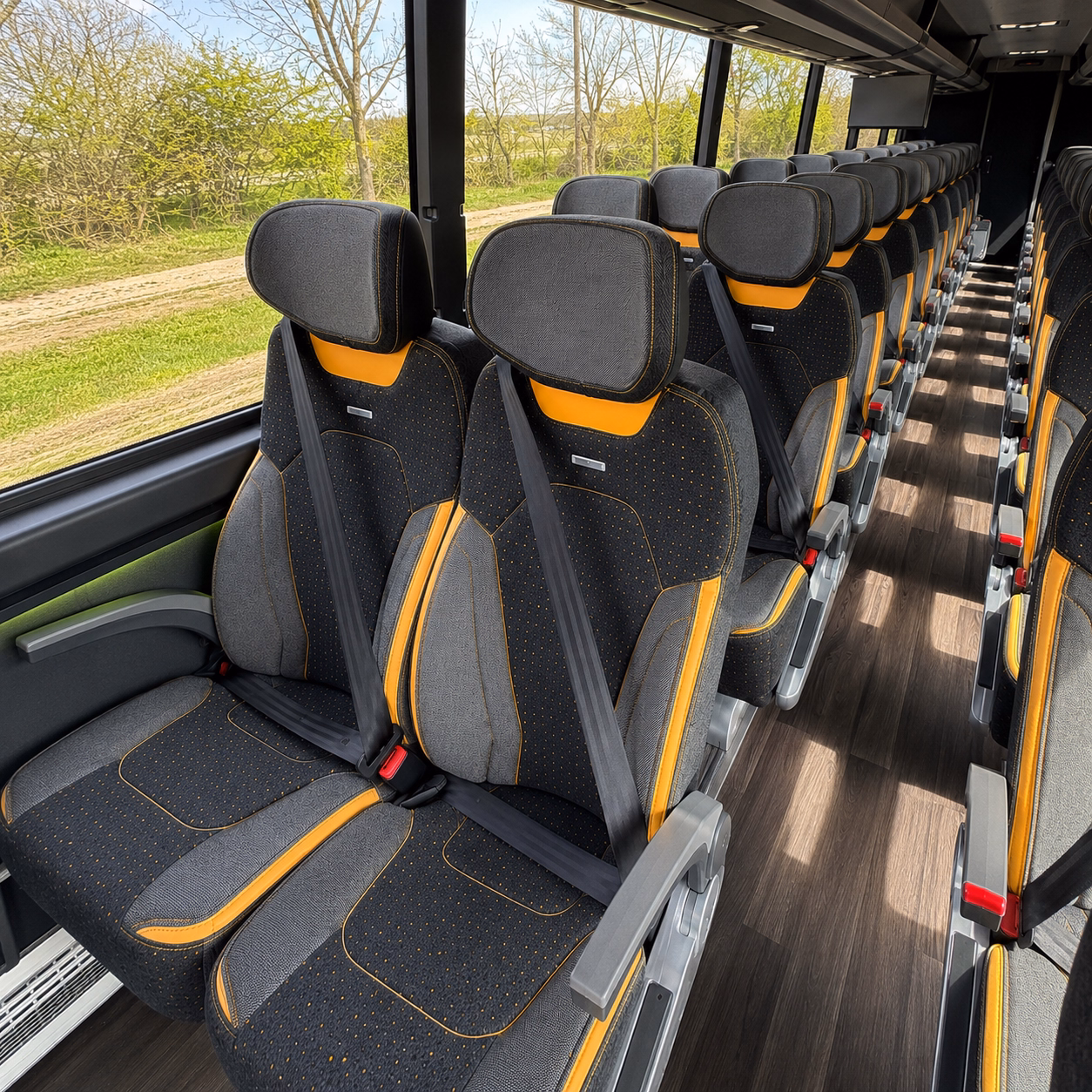 56 passenger charter bus interior