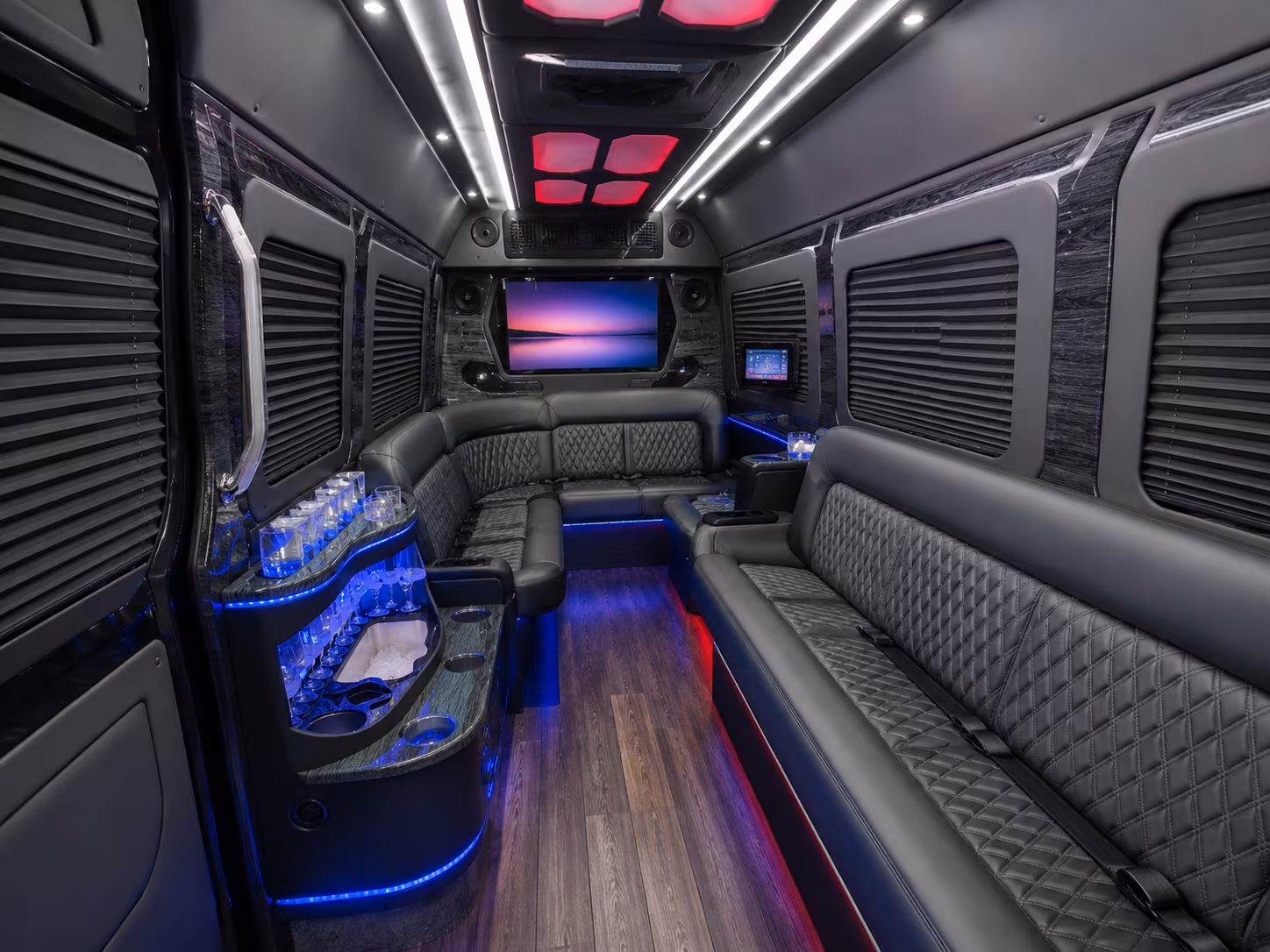 lafayette 30 passenger party bus inside